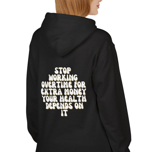 Fleece Hoodie - Stress Free Life, Protect Your Health Campaign Statement